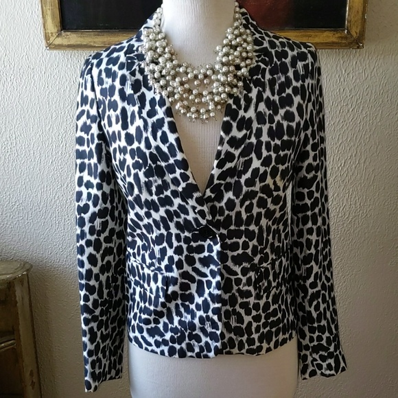 Kate Spade Silk Abstract Leopard Print Jacket - Picture 2 of 9